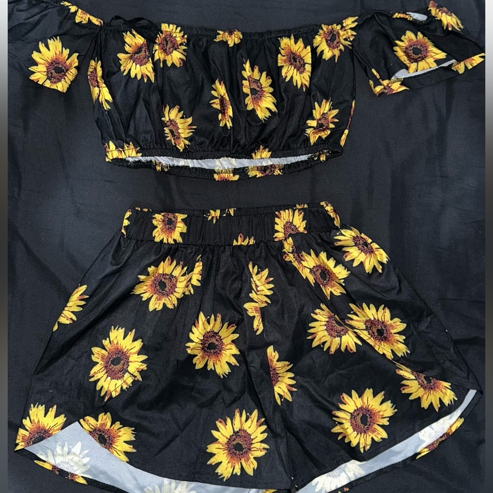 Sunflower Bardot Crop Top & Shorts